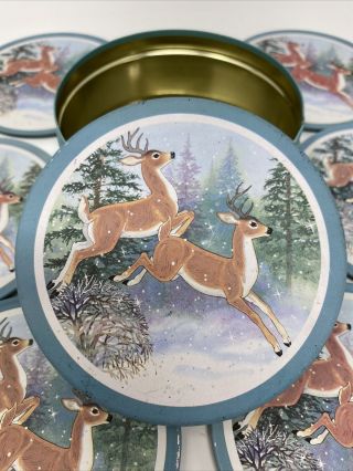 Christmas Magical Reindeer Vtg Coaster Tin Set J S N Y Holiday
