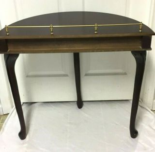 Vintage Queen Anne Style Mahogany Finish Wood Half Moon Hall Console Table 3