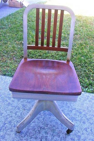 Vintage Shaw Walker Metal & Wood Office Chair