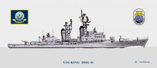 Uss King Ddg - 41 Ship Print Us Navy