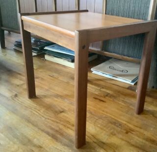 Vintage wood mid century modern retro Teak Table side End mcm 3