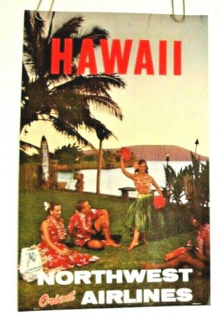 Northwest Orient Airlines Poster Hawaii 1970 - 80 