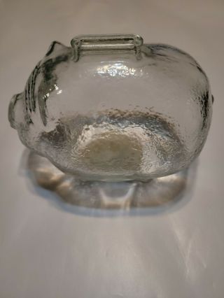 Vintage Anchor Hocking Clear & Textured Glass Piggy Bank Coin Bank 6 1/2 " Long