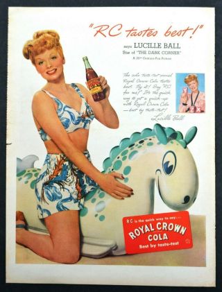 1946 Lucille Ball Royal Crown Cola Vintage Print Ad