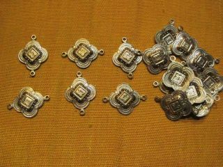 Vtg Quatrafoil Diamonds Spacer Links Brass Jewelry Findings Stampings 1 "