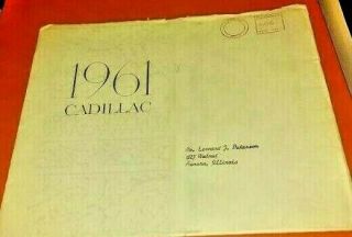 Cadillac 1961 Full Line Sales Brochure with Envelope,  10.  25 