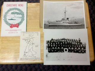 Vintage Ww2 1942 Thanksgiving & Christmas Uscg Ship Ingham Menus & Pictures