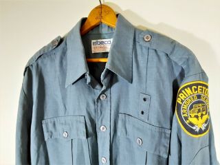 Vintage Princeton Armored Service Security Guard Uniform Shirt W/ Patch L Usa
