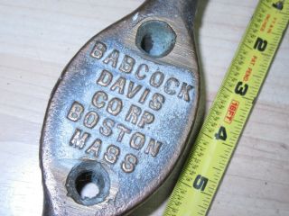 Vintage 9 3/8  Cast Brass/Bronze Boat Cleat Tie Down Babcock Davis Boston Mass 2