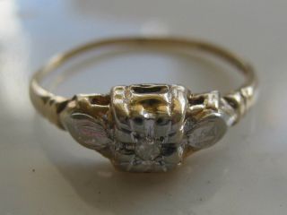 Vintage/antique Art Deco 14k Solid Yellow Gold Diamond Ring Size 6 3/4.  86gms