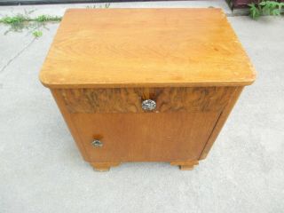 Vintage Wood Bedside End Table With Drawer & Bottom Door Storage Good Shape