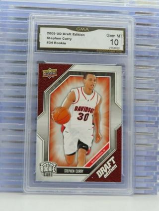 2009 - 10 Ud Draft Edition Stephen Curry Rookie Card Rc 34 Gma 10 Warriors U4
