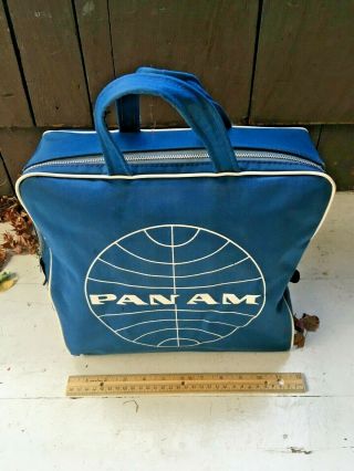 Vtg Pan Am American Airlines Stewardess Carryon Travel Tote Bag Blue Nylon Natco