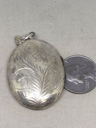 2” Vintage Etched Sterling Silver Locket Pendant 13g 34 - 8