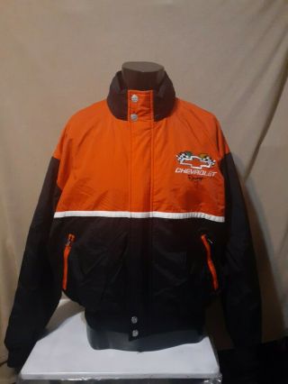 Vintage Nascar Racing Champion Chevrolet Racing Red Zip Front Jacket Mens Small