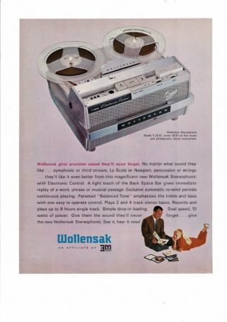 Vintage Wollensak 3m Company Stereophonic Tape Recorder Dad Daughter Ad Print