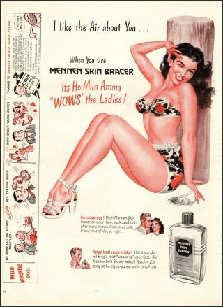 1947 Vintage Ad For Mennen Skin Bracer After Shave Sexy Pinup Art 043020