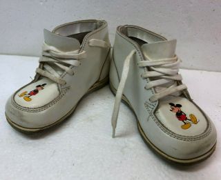 Vintage Walt Disney Productions Disney Pals Mickey Mouse Baby Shoes Leather