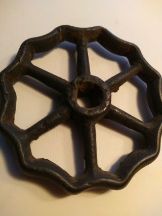 Vintage Round Metal Water Steam Shut Off Valve Wheel Steampunk Handle Cast Iron