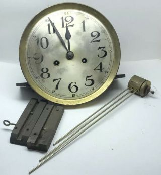 Antique J.  G.  L.  German Wall Clock Movement Dial Hands And Gong Parts Repair