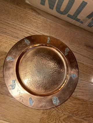 Antique Victoria Taxco Mexico Copper & Silver Shot Glasses Cups & Plate 269 2