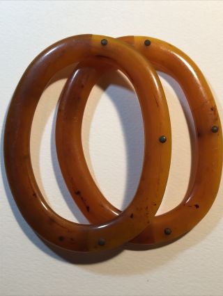 Vintage Hoop Purse Rings/handles,  Plastic Amber,  Craft