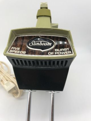 Vintage Sunbeam Mixmaster 5 - Speed Electric Hand Mixer Model H - AJ Green 2