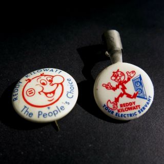 Vintage Reddy Kilowatt Celluloid Button & Pencil Clip