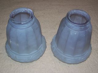 Vintage (pair) Pressed Frost Glass Globe Lamp Shades,  2 1/4 " Fitter,  5 " Height