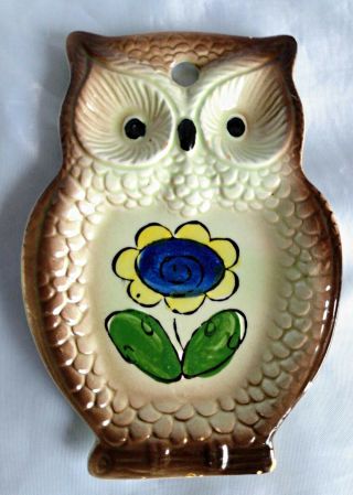 Vintage Nevco Owl Spoon Rest - Trinket Dish Made In Japan