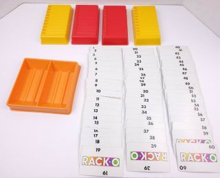 Vtg 1980 Rack - O Game Milton Bradley Complete Deck And Four Card Holders No Box