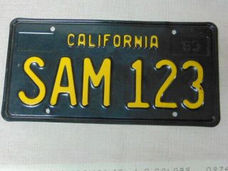 1963 California Sample Licence Plate