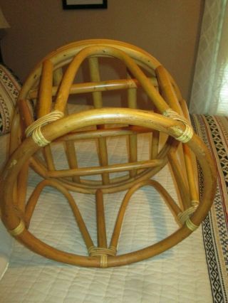 Vintage Retro Bamboo Bentwood Rattan Ottoman Foot Stool footstool Boho Round 3