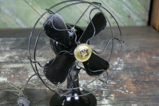Antique Vintage R&m Robbins Myers 4 Blade Table Fan Oscillating 8 "