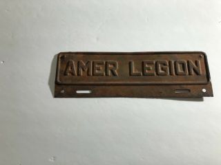 Vintage American Legion License Plate Topper