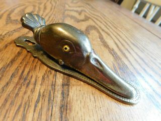 Vintage Antique Judd Cast Iron Bronze Duck Head 5160 Desk Paper Clip / Holder