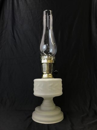 Vtg Antique Farmor Art Deco Hurricane Oil Lamp Frosted Glass & Brass Greek Roman