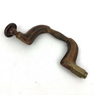 Antique Vintage Maker Sheffield Wood/brass Bit Brace Hand Tool Drill