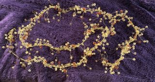 Vintage Gold/amber Glass Beads Christmas Garland 102”