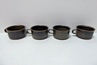 Vintage Arabia Ruska Pottery Stoneware Set Of 4 Cups Mugs Finland Ceramic