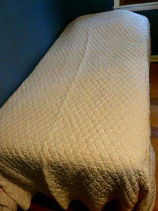 Vintage 1960s Twin Size Quilted Bedspread Light Pink Cotton 84 " X 97 "