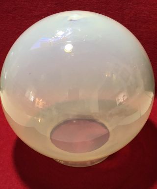 Antique 6 “x 6 “vaseline Uranium Glass Lamp Shade With Pontil Mark 3“ Fitter