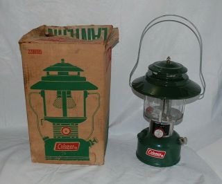 Vintage 1974 Coleman 228h Lantern.  W/ Box Very Green Pyrex 1