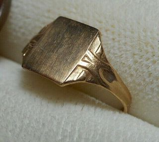 Tiny Antique Victorian 10k Yellow Gold Baby Signet Ring No Monogram Size 1.  75