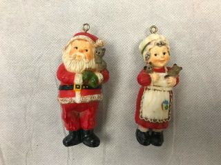 Vintage Christmas Tree Ornaments Mr & Mrs Santa Claus Figure Set