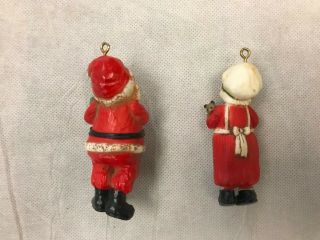 Vintage Christmas Tree Ornaments Mr & Mrs Santa Claus Figure Set 2