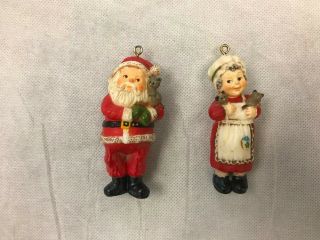 Vintage Christmas Tree Ornaments Mr & Mrs Santa Claus Figure Set 3