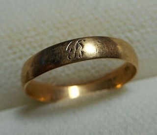 Tiny Antique Victorian 10k Yellow Gold Baby Ring Plain Band Mono 