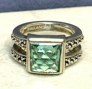 Vintage Michael Dawkins 925 Sterling Silver Faceted Prasiolite Green Quartz Ring