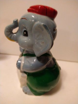 Vintage Cute Elephant Piggy Coin Bank Pottery Signed Japan,  6 " Tall